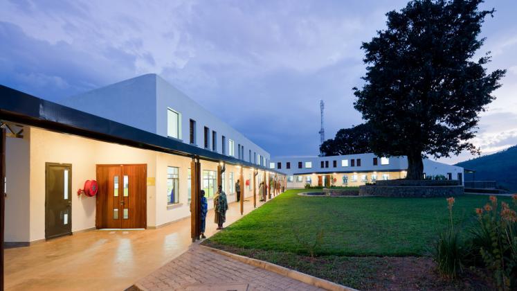 Photo of Butaro District Hospital, Photo by Iwan Baan, Exterior Hallway and Courtyard