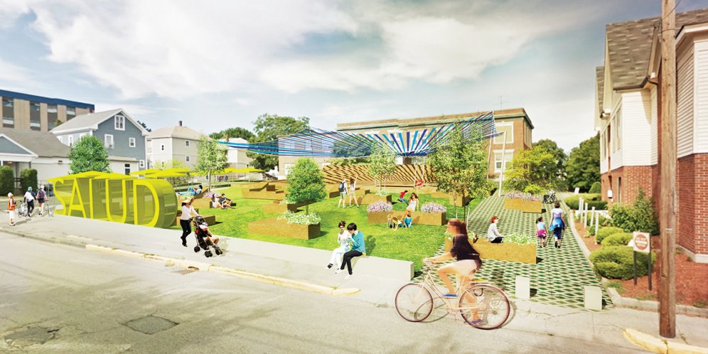Rendering of Neighborhood Health Stations of Rhode Island, Exterior Front of the site