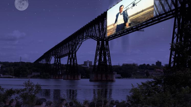 Rendering of proposed placemaking intervention on the Walkway Over the Hudson, Poughkeepsie