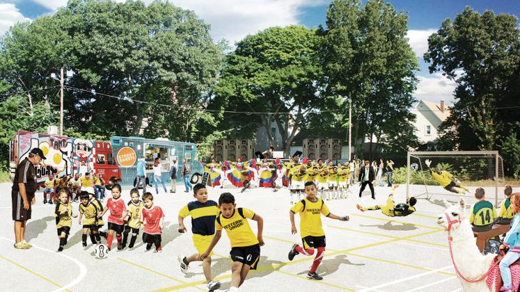 Rendering of Neighborhood Health Stations of Rhode Island, Soccer and recreational field