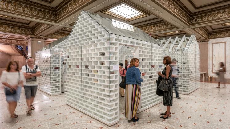 The Gun Violence Memorial Project in Randolph Square at the Chicago Cultural Center