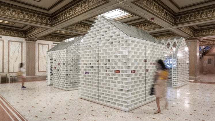The Gun Violence Memorial Project in Randolph Square at the Chicago Cultural Center