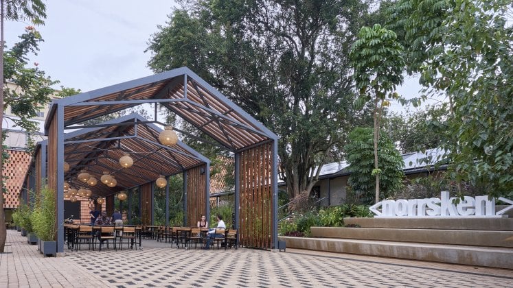 outdoor pergola of the Norrsken Kigali House