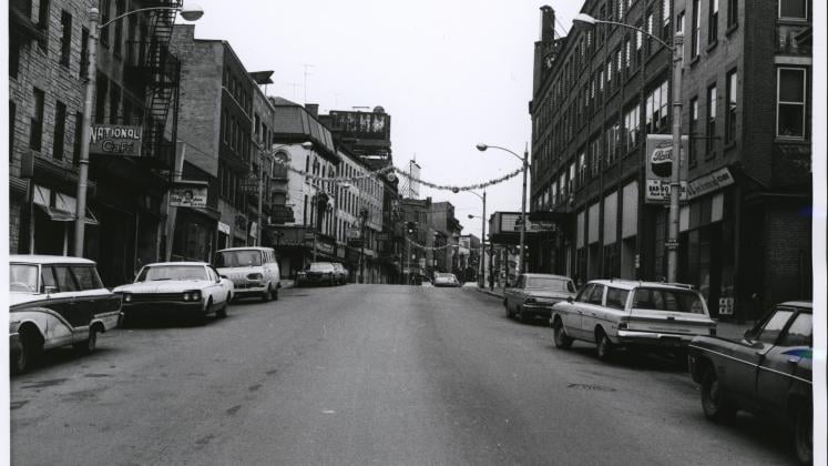 Poughkeepsie Before Urban Renewal, 1970, Main St. and Vassar looking east.