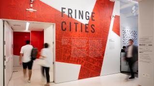 The entry to the Fringe Cities exhibition space at the Center for Architecture 