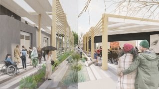 render of the Local Food Campus interior courtyard